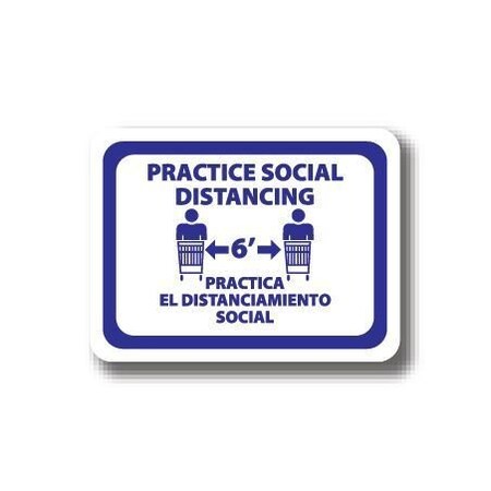 Ergomat 30in x 21in RECTANGLE SIGNS Practice Social Distnacing - Bilingual English/Spanish DSV-SIGN 630 #2965 -UEN